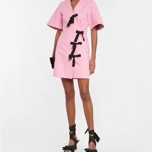 Ganni Pink Dress with Black Bow Accents